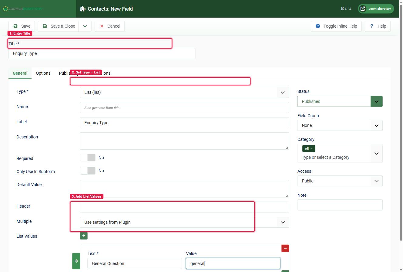 Custom field page