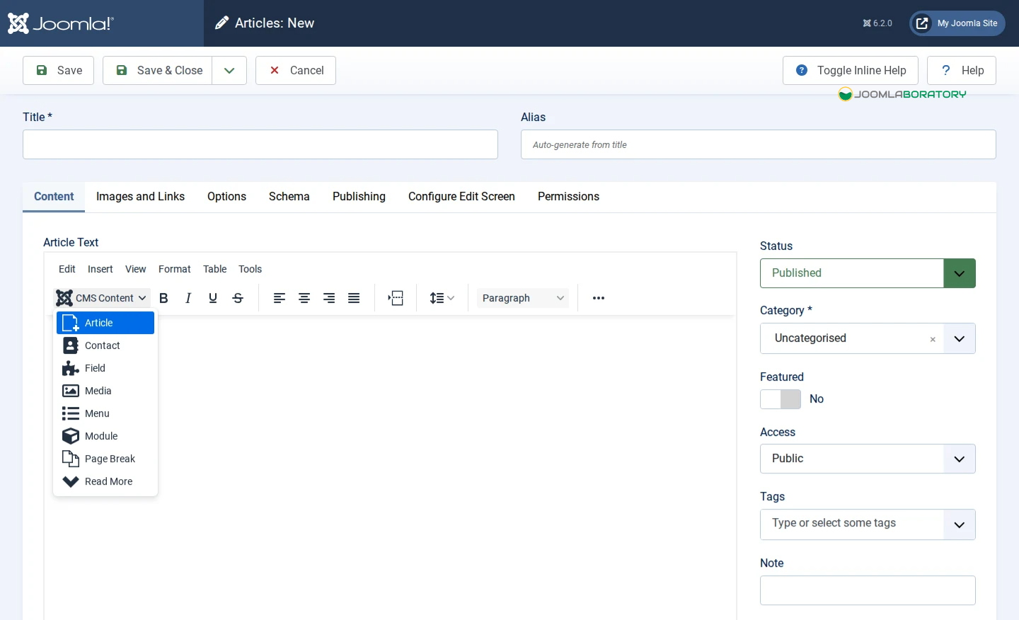 Add Module to article Screenshot