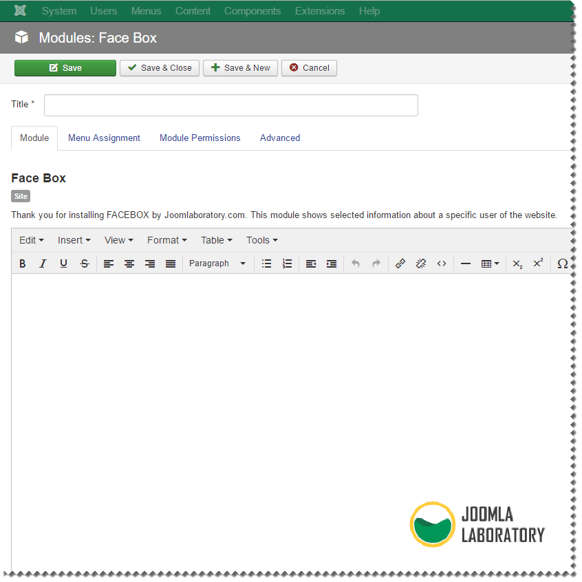 Screenshot of a Facebox content pane