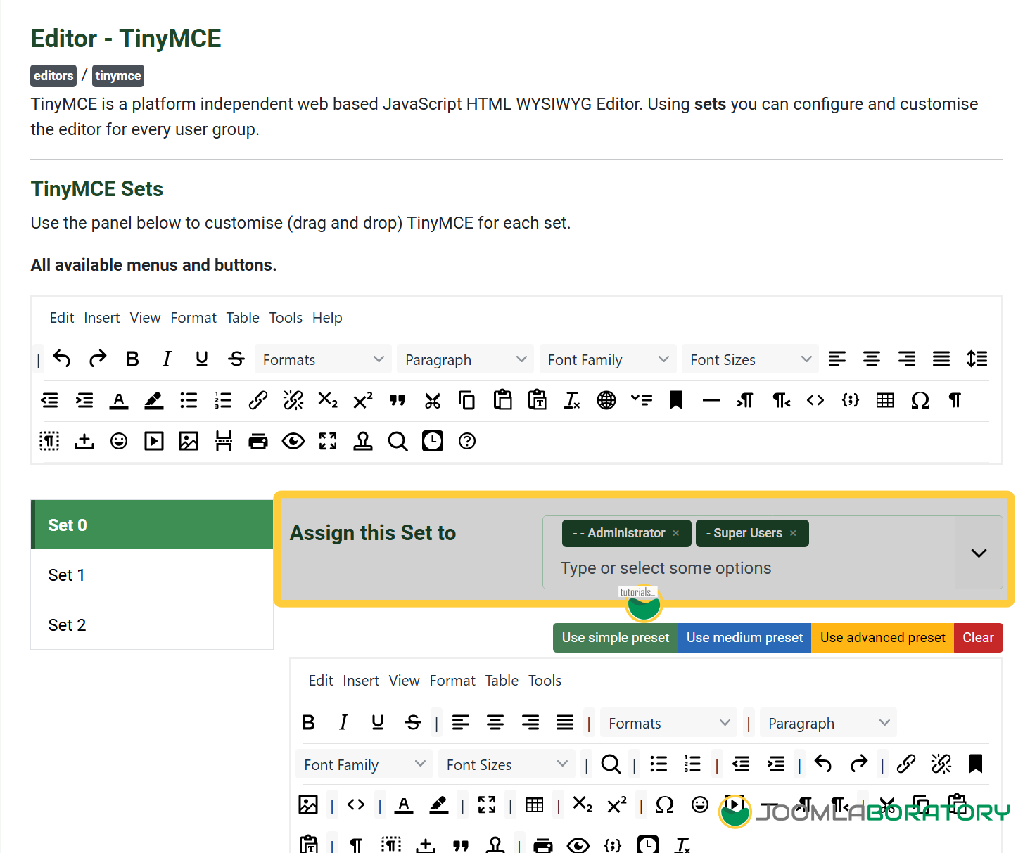 TinyMCE Assign to