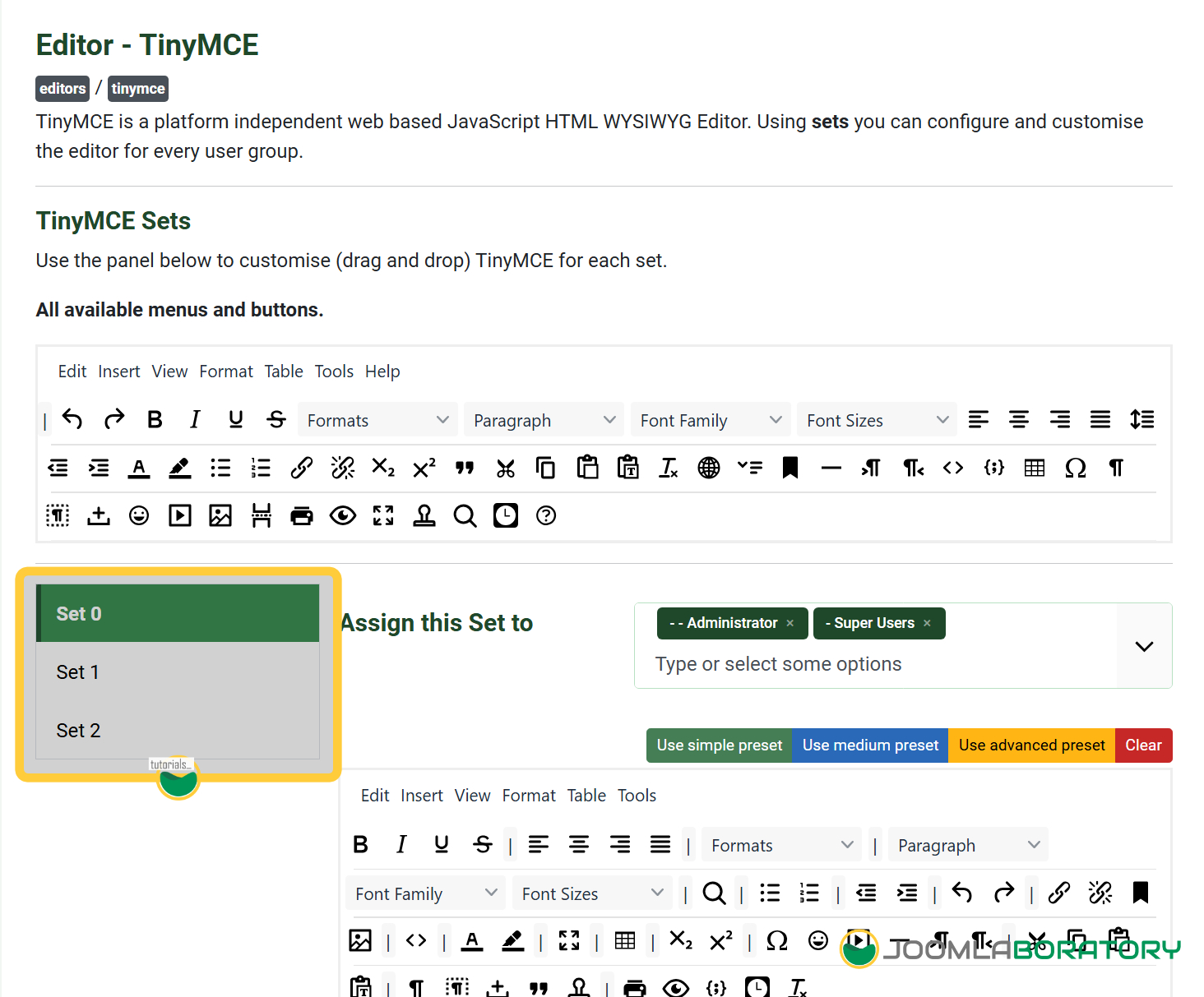 Edit Predefined Sets